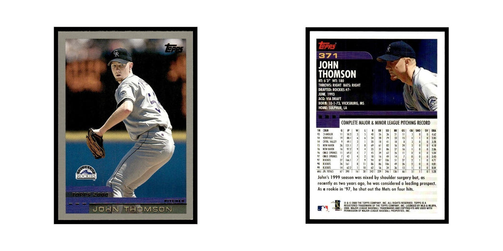 John Thomson 2000 Topps #371 Colorado Rockies Baseball Card NM