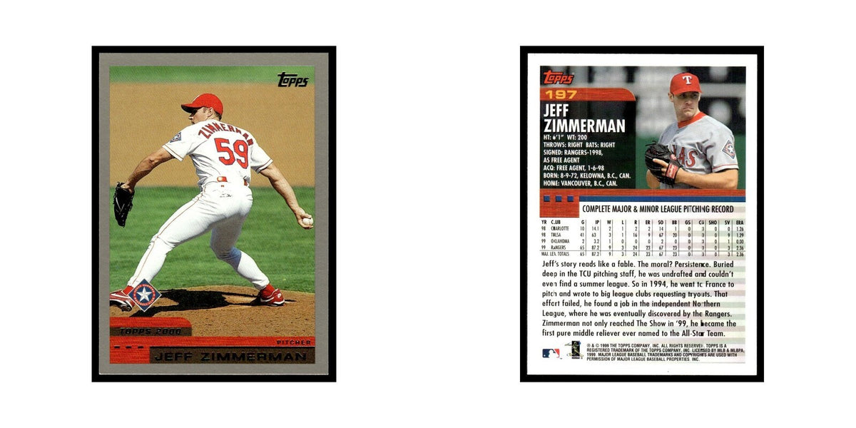 Jeff Zimmerman 2000 Topps #197 Texas Rangers Baseball Card NM