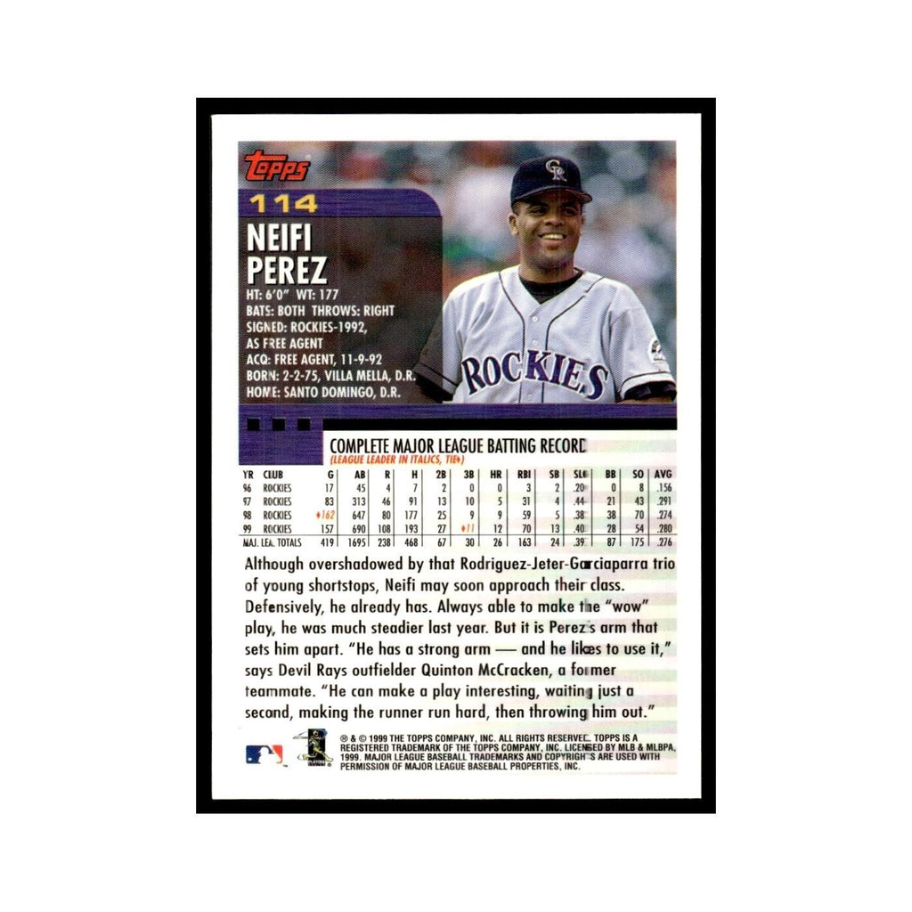 Neifi Perez 2000 Topps #114 Colorado Rockies Baseball Card NM