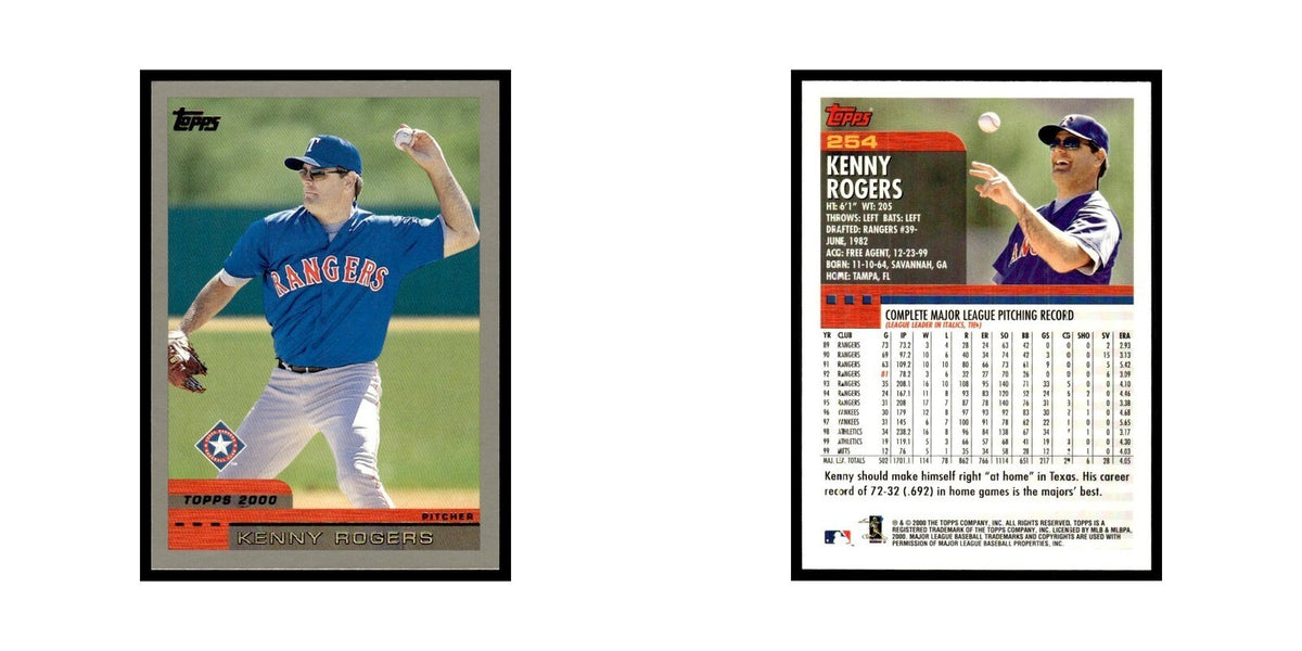 Kenny Rogers 2000 Topps #254 Texas Rangers Baseball Card NM