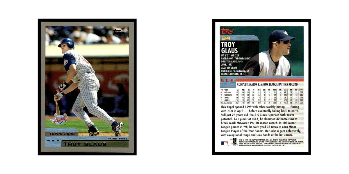 Troy Glaus 2000 Topps #94 Anaheim Angels Baseball Card NM