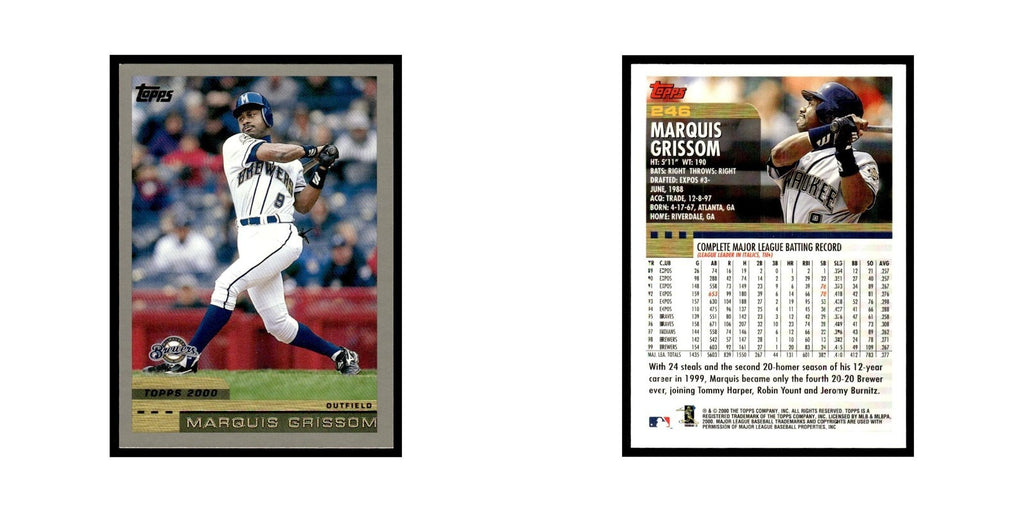 Marquis Grissom 2000 Topps #246 Milwaukee Brewers Baseball Card NM