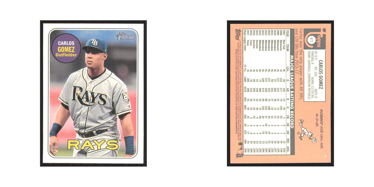 2018 Topps Heritage Carlos Gomez Rays #671