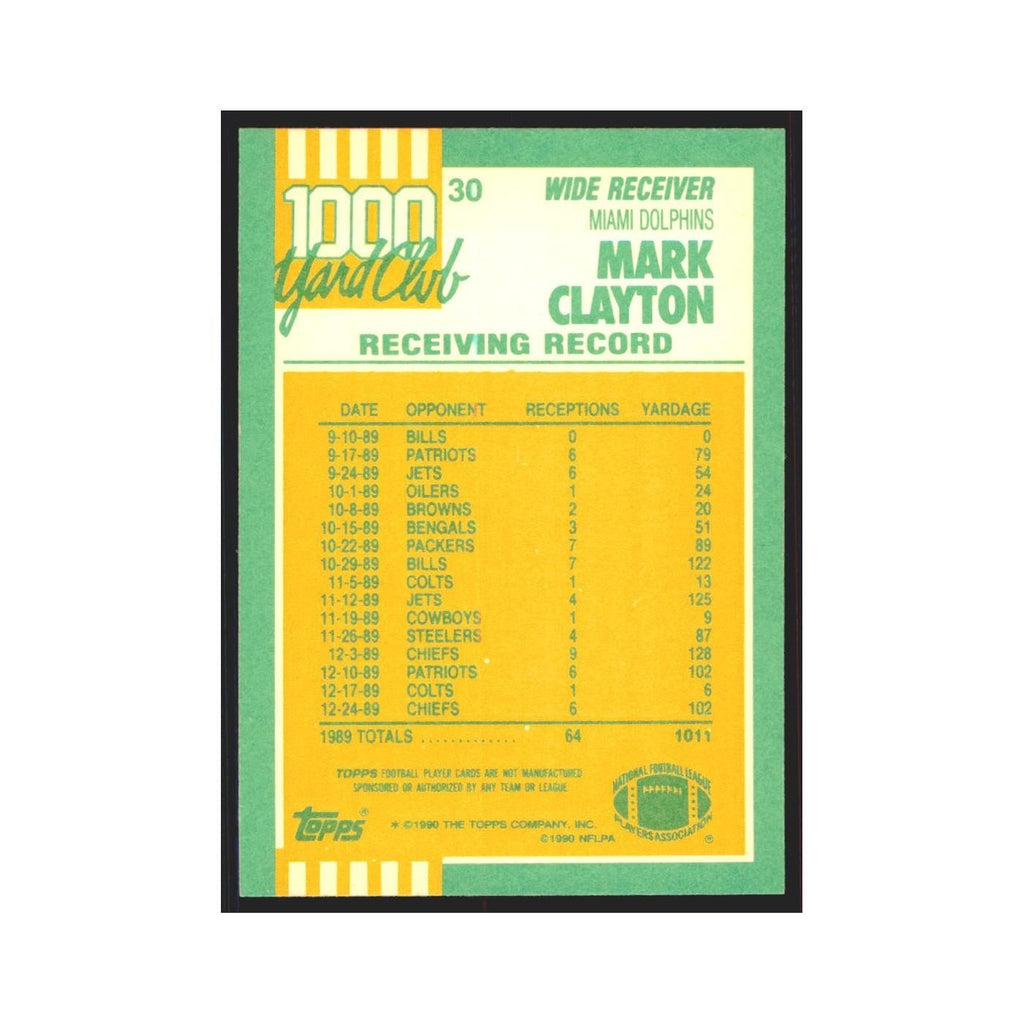 1990 Topps 1000 Yard Club Mark Clayton Dolphins #30