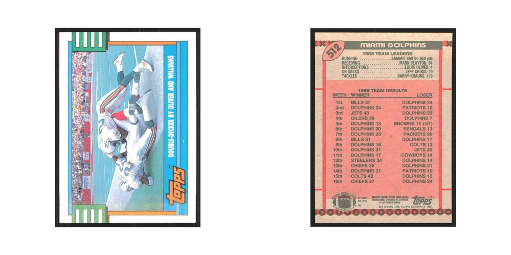 1990 Topps Team Card Dolphins #512