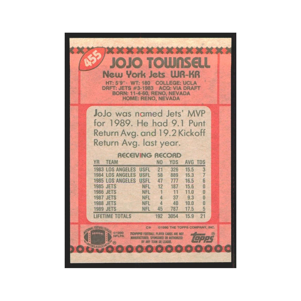 1990 Topps Jo Jo Townsell Jets #455