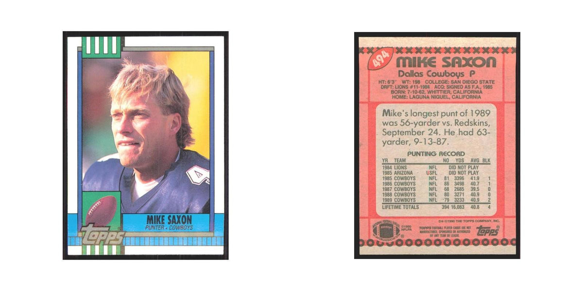 1990 Topps Mike Saxon Cowboys #494