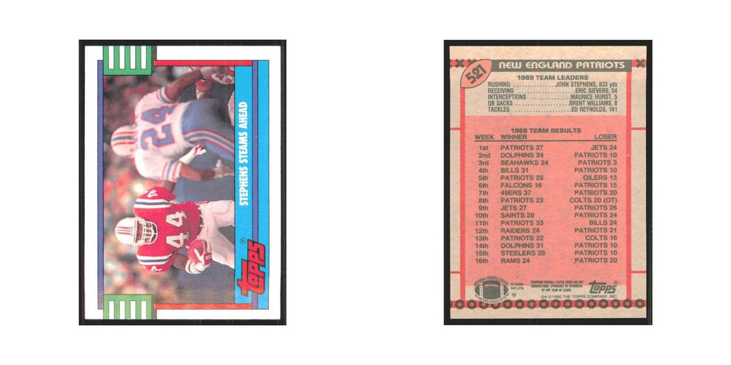 1990 Topps John Stephens Patriots #521