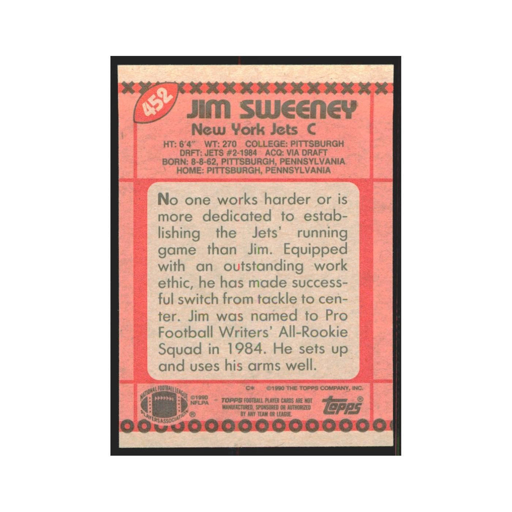 1990 Topps Jim Sweeney Jets #452
