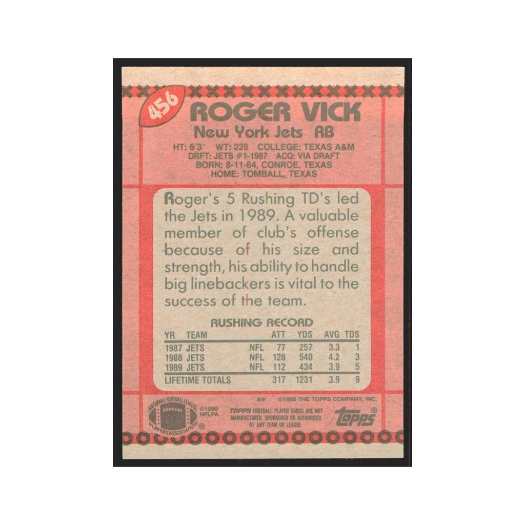 1990 Topps Roger Vick Jets #456