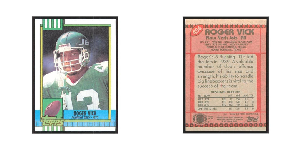 1990 Topps Roger Vick Jets #456