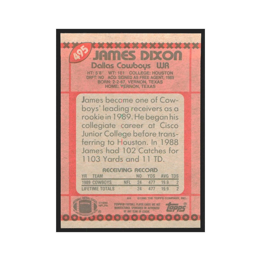 1990 Topps James Dixon RC Cowboys #495