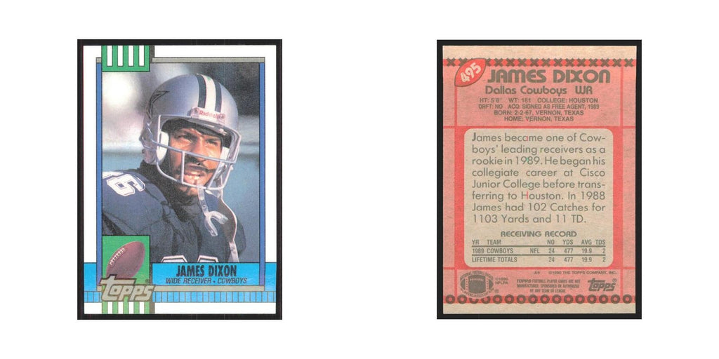 1990 Topps James Dixon RC Cowboys #495