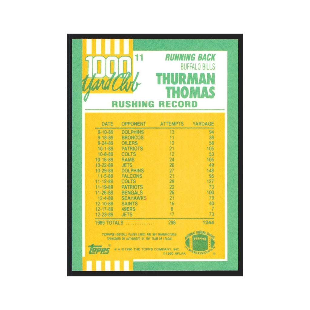 1990 Topps 1000 Yard Club Thurman Thomas Bills #11