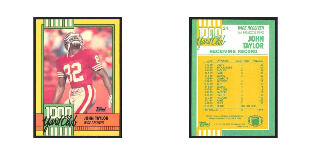 1990 Topps 1000 Yard Club John Taylor 49ers #24