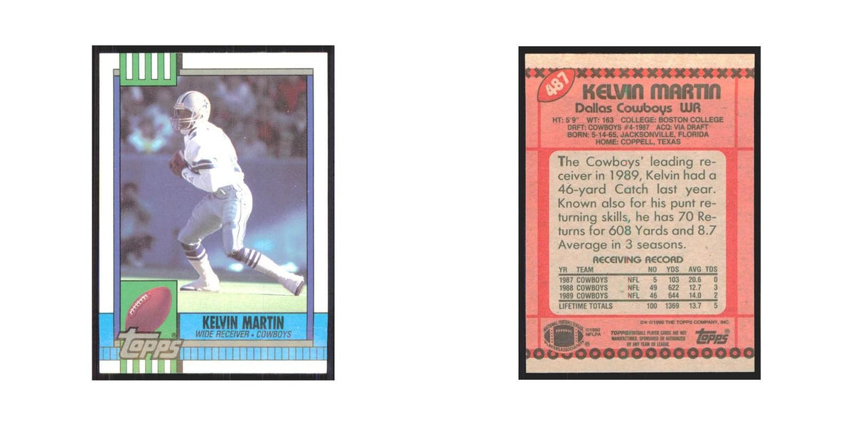 1990 Topps Kelvin Martin RC Cowboys #487