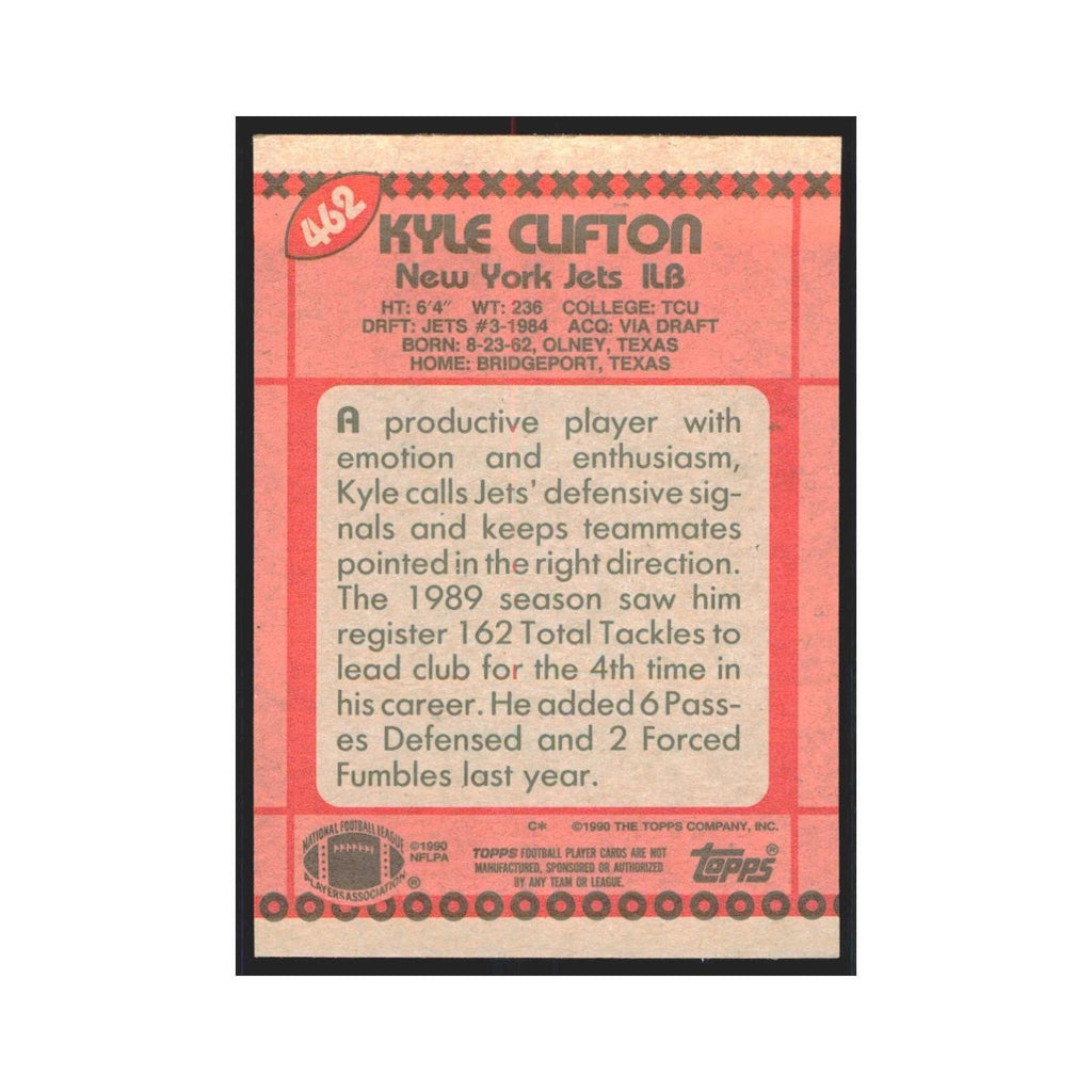 1990 Topps Kyle Clifton Jets #462