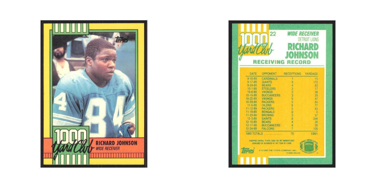 1990 Topps 1000 Yard Club Richard Johnson Lions #22