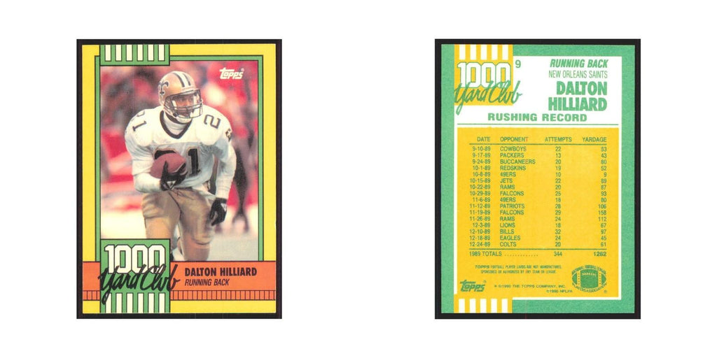 1990 Topps 1000 Yard Club Dalton Hilliard Saints #9