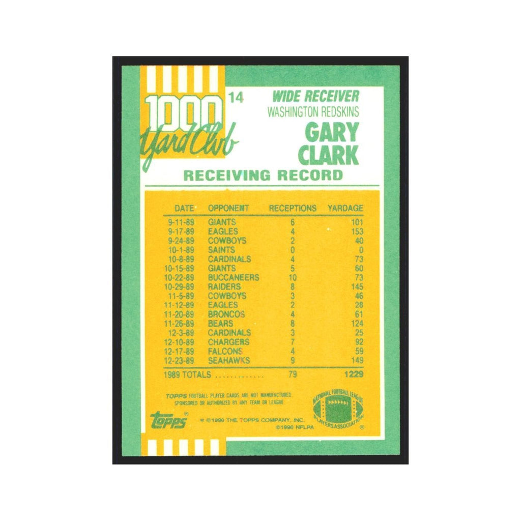 1990 Topps 1000 Yard Club Gary Clark Redskins #14