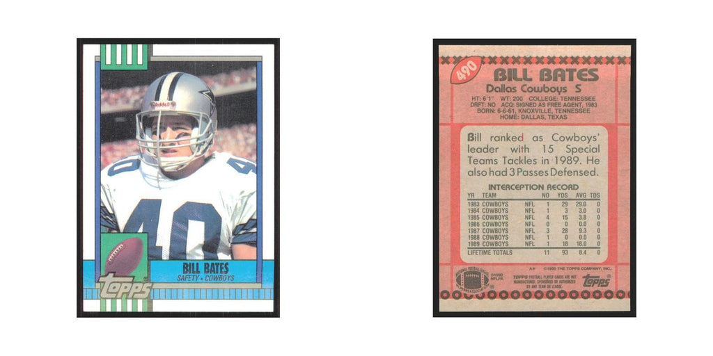1990 Topps Bill Bates Cowboys #490