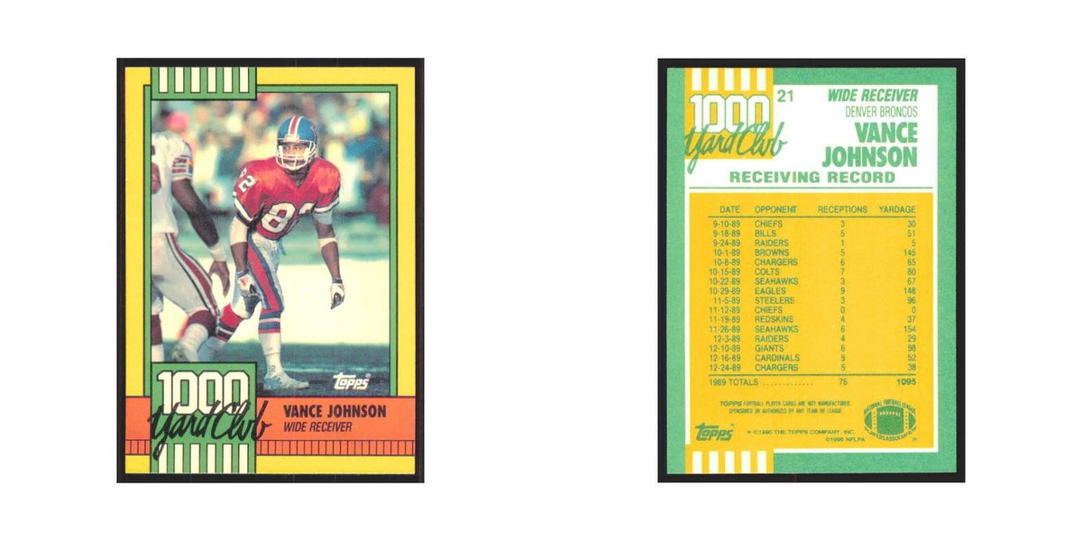 1990 Topps 1000 Yard Club Vance Johnson Broncos #21