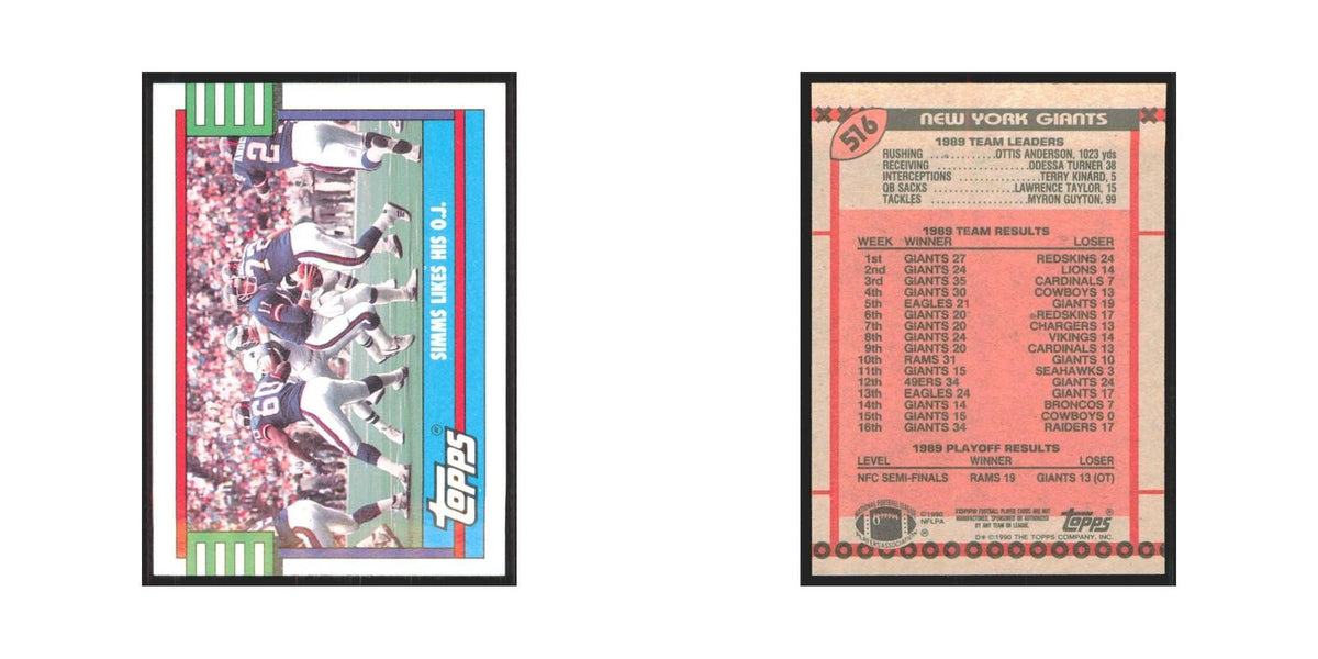 1990 Topps Phil Simms/Otis Anderson Giants #516