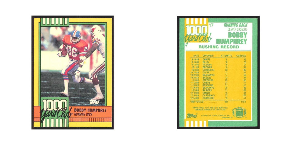 1990 Topps 1000 Yard Club Bobby Humphrey Broncos #17
