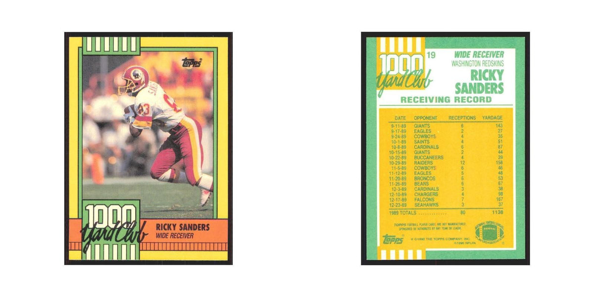 1990 Topps 1000 Yard Club Ricky Sanders Redskins #19