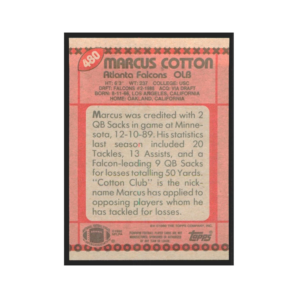 1990 Topps Marcus Cotton Falcons #480