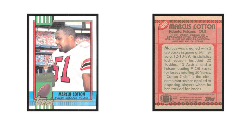 1990 Topps Marcus Cotton Falcons #480