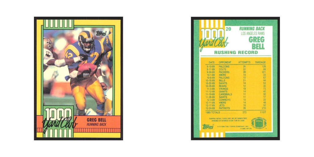 1990 Topps 1000 Yard Club Greg Bell Rams #20
