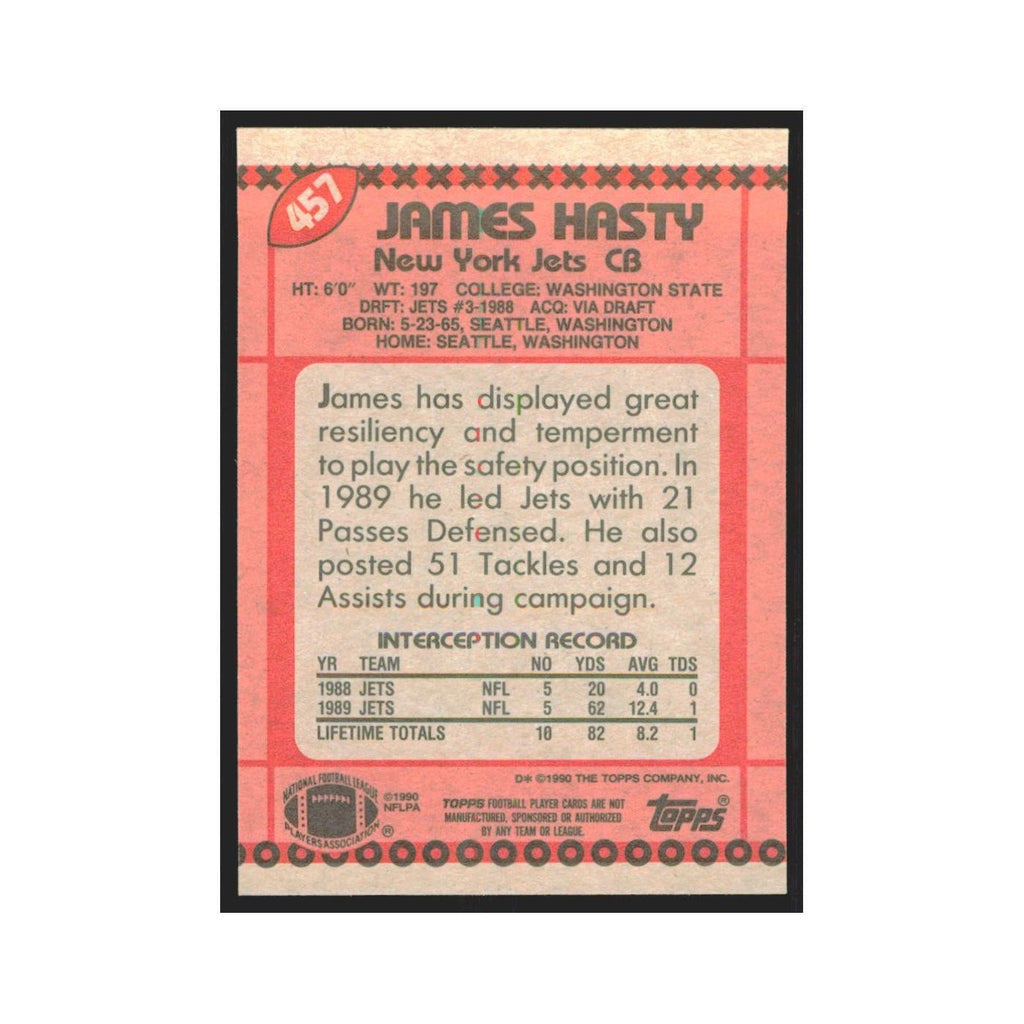 1990 Topps James Hasty Jets #457