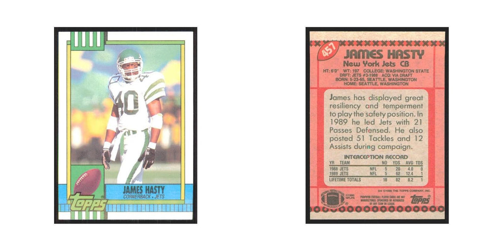 1990 Topps James Hasty Jets #457