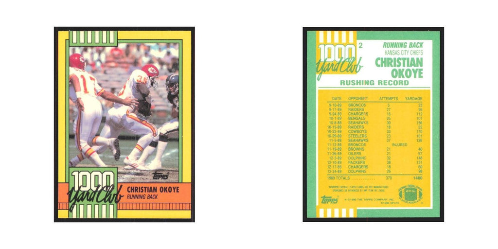 1990 Topps 1000 Yard Club Christian Okoye Chiefs #2