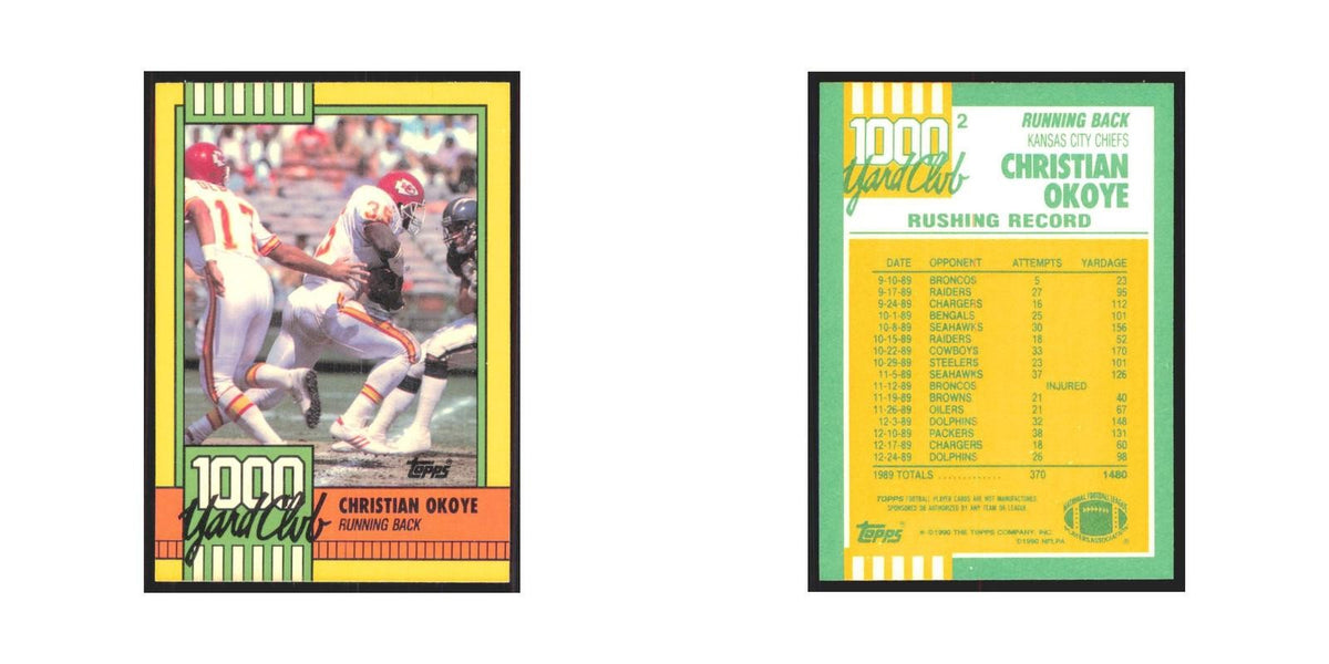 1990 Topps 1000 Yard Club Christian Okoye Chiefs #2