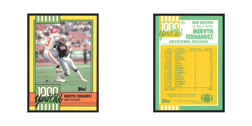1990 Topps 1000 Yard Club Mervyn Fernandez Los Angeles Raiders #25