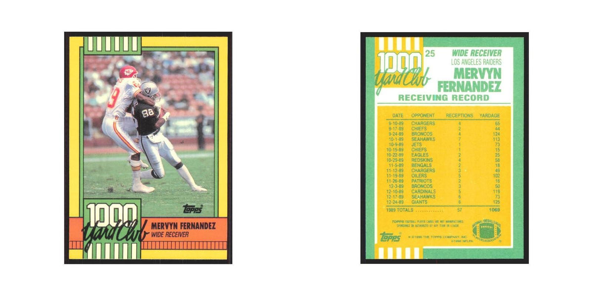1990 Topps 1000 Yard Club Mervyn Fernandez Los Angeles Raiders #25