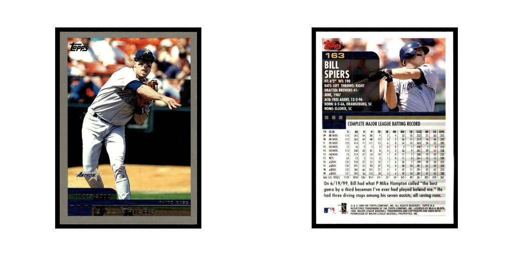 Bill Spiers 2000 Topps #163 Houston Astros Baseball Card NM