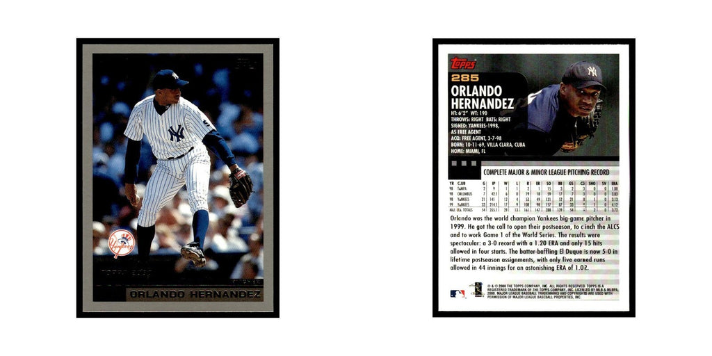 Orlando Hernandez 2000 Topps #285 New York Yankees Baseball Card NM