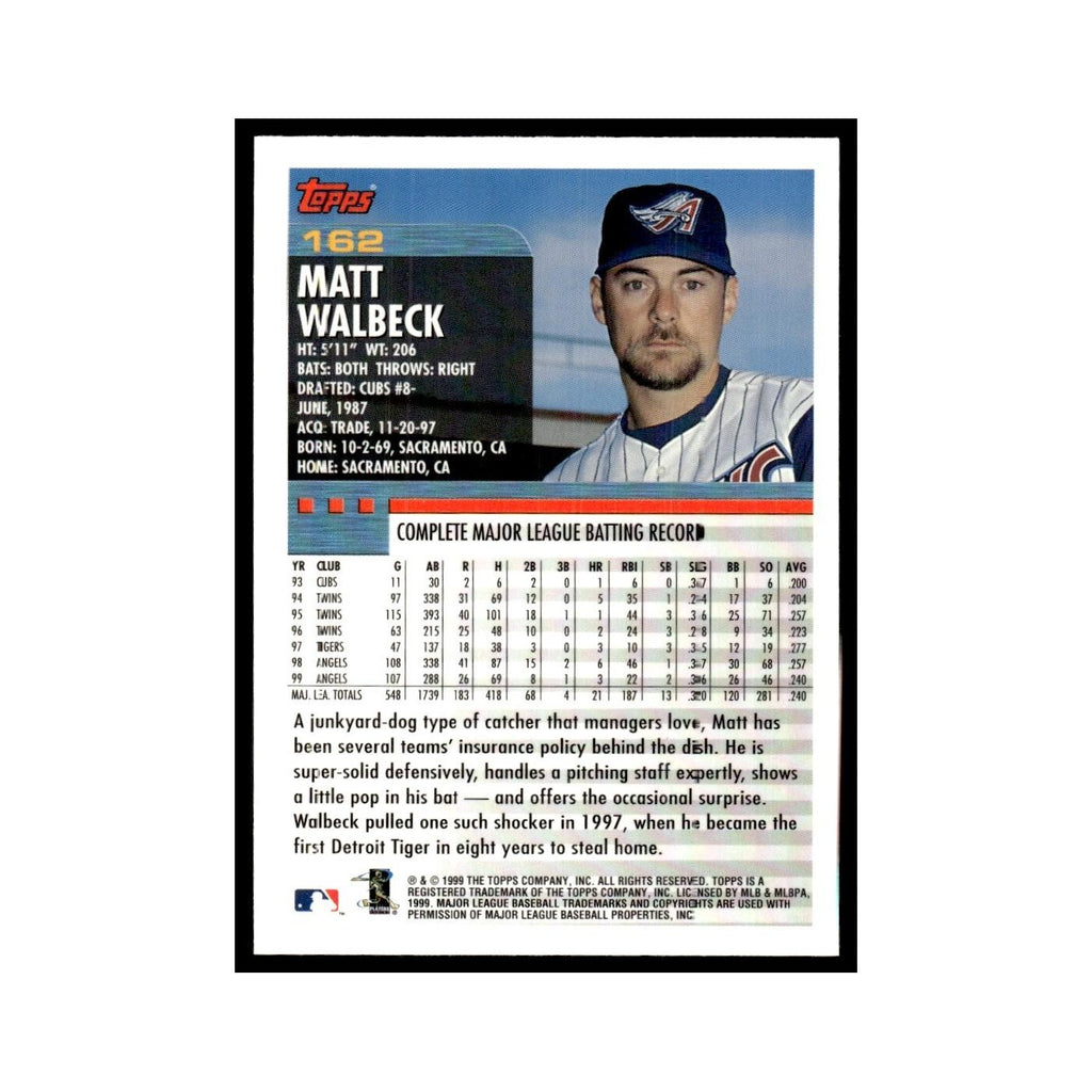 Matt Walbeck 2000 Topps #162 Anaheim Angels Baseball Card NM