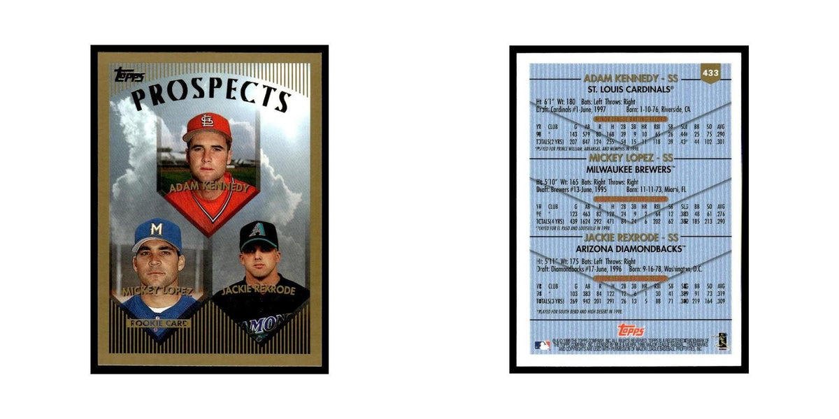 Adam Kennedy Mickey Lopez Jackie Rexrode Rookie 1999 Topps #433 Baseball Card NM