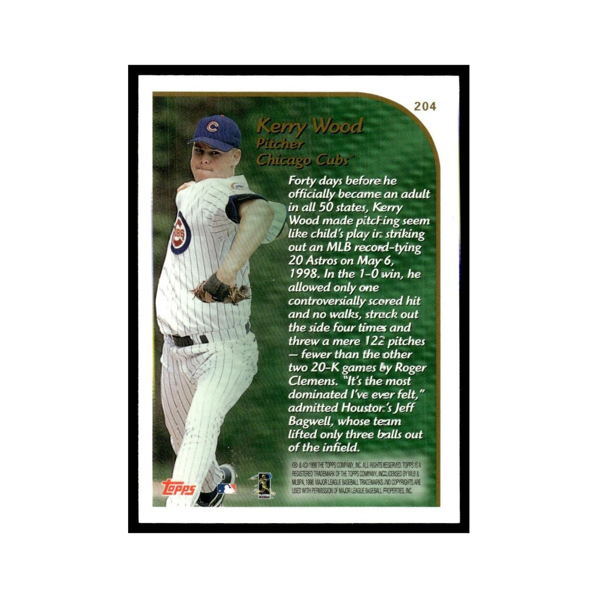 Kerry Wood 1999 Topps #204 Chicago Cubs Baseball Card NM