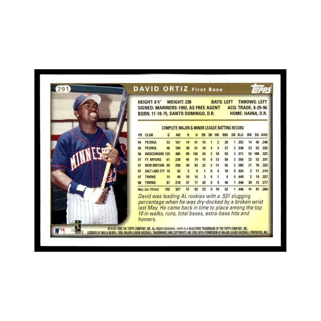 David Ortiz 1999 Topps #291 Minnesota Twins Baseball Card NM