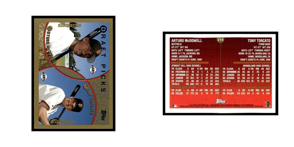 Arturo McDowell Tony Torcato Rookie 1999 Topps #214 San Francisco Giants NM