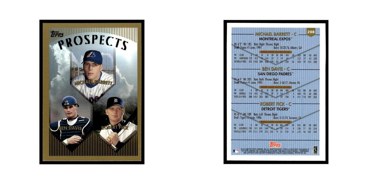 Michael Barrett Ben Davis Robert Fick 1999 Topps #208 Baseball Card NM