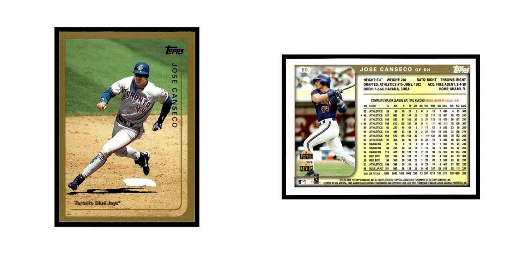 Jose Canseco 1999 Topps #80 Toronto Blue Jays Baseball Card NM