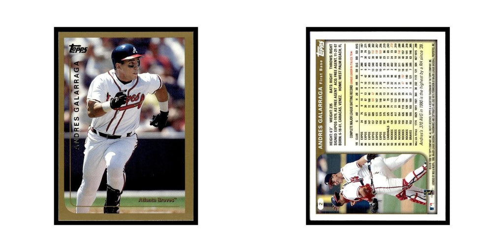 Andres Galarraga 1999 Topps #2 Atlanta Braves Baseball Card NM
