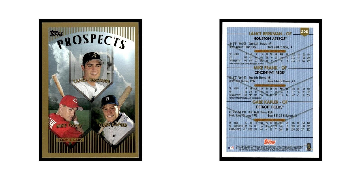 Lance Berkman Mike Frank Gabe Kapler 1999 Topps #205 Baseball Card NM