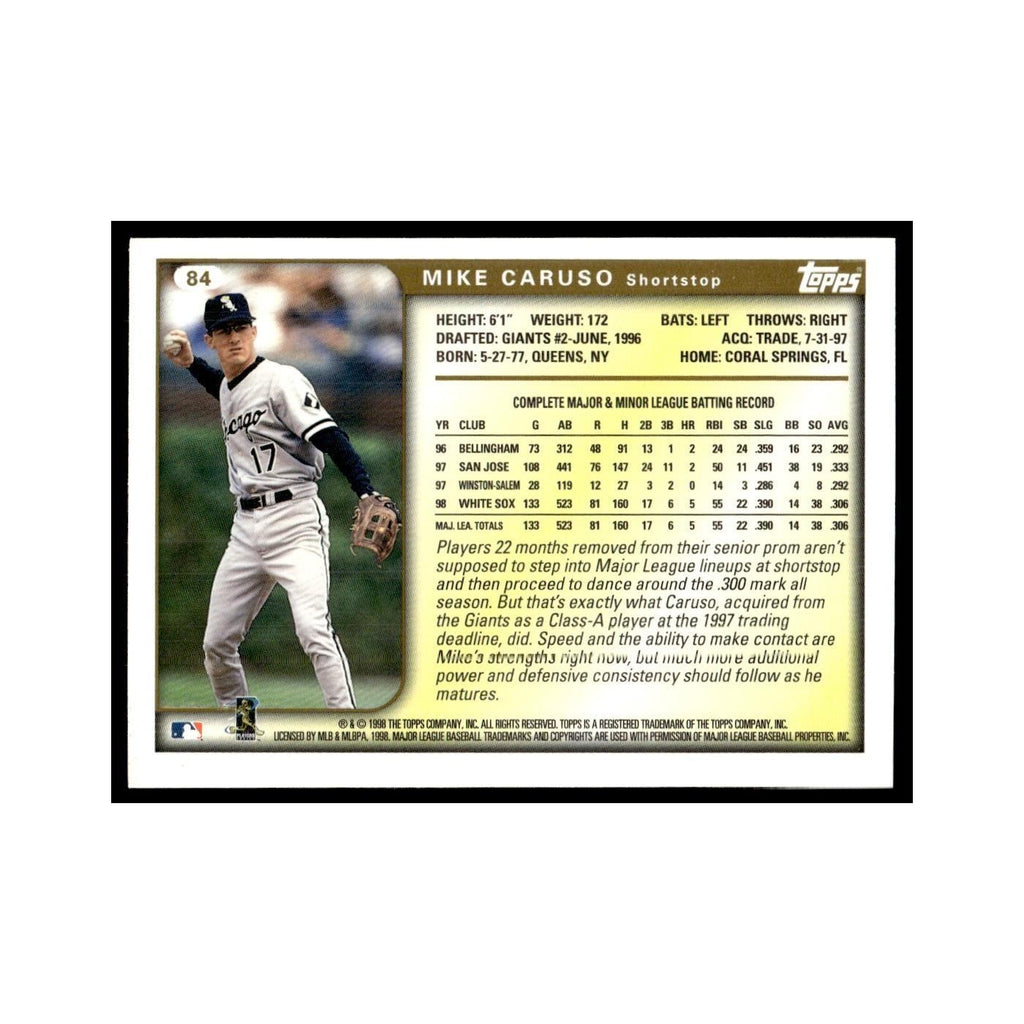 Mike Caruso 1999 Topps #84 Chicago White Sox Baseball Card NM
